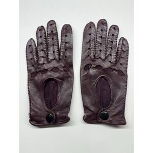 Driving Gloves Knuckle Cutout Breathability Open Back Snap Women 7.5-8 Small Red